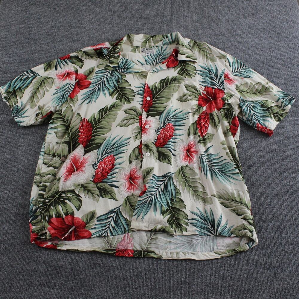 Avanti Shirt Men XXL Hawaiian Button Up Aloha Camp Rayon Hibiscus Floral Tropica